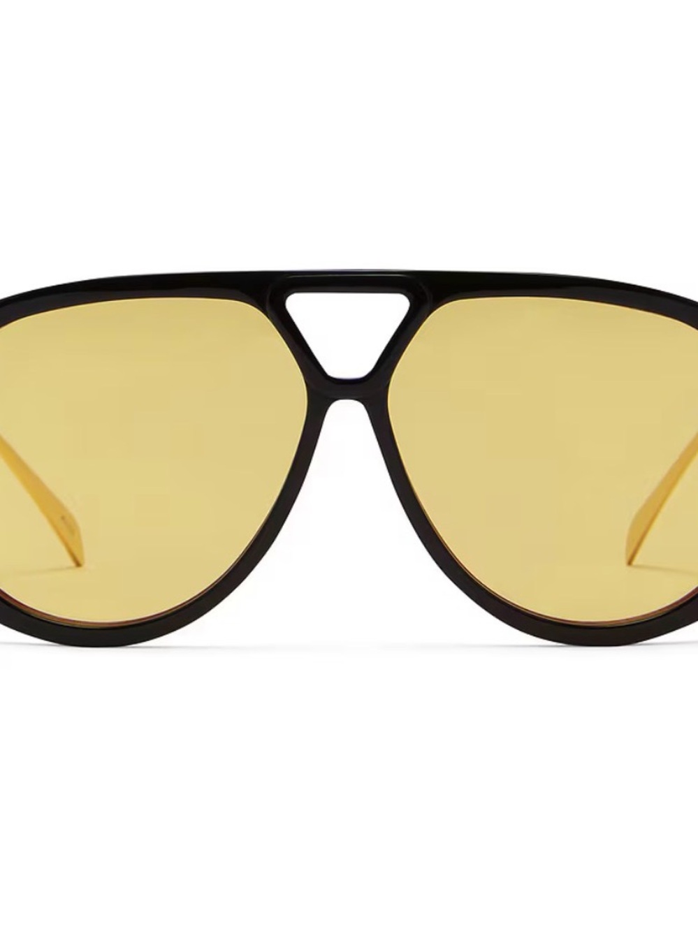 Bambe The Harley Oversized Aviator Sunglasses Gold Temple Unisex  Black Yellow